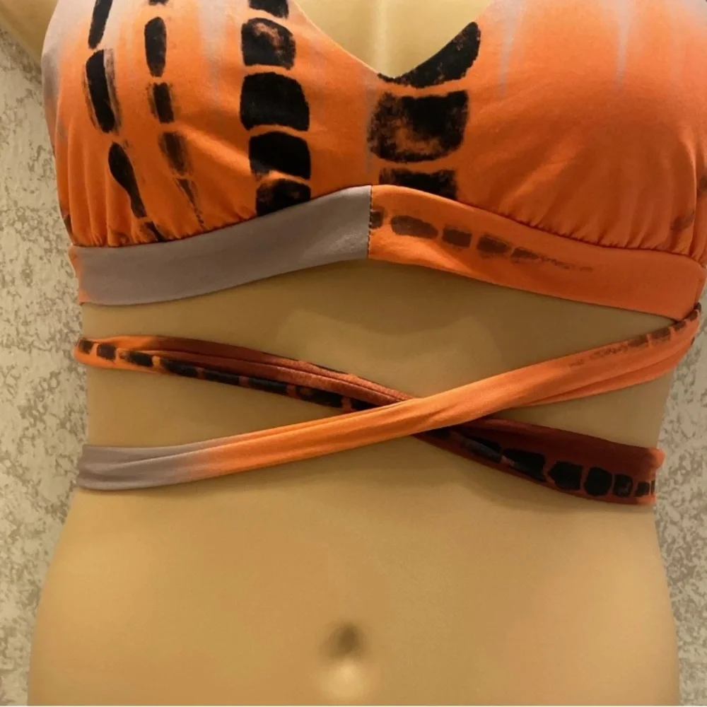 SHEIN Orange and Black Wrap Bikini